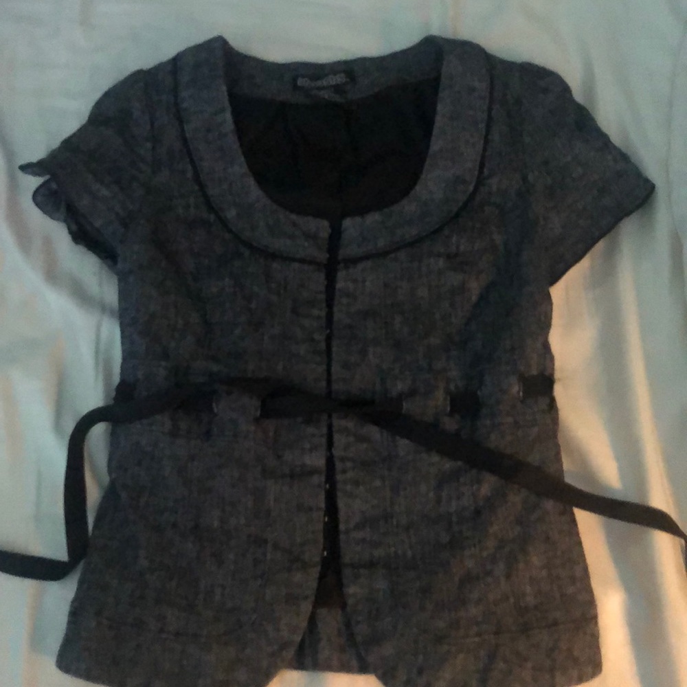 Small short sleeve charcoal blouse